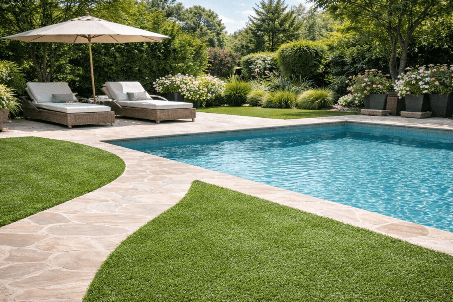 umjetna trava souplesse 40 m, 4 cm, postavljena oko bazena