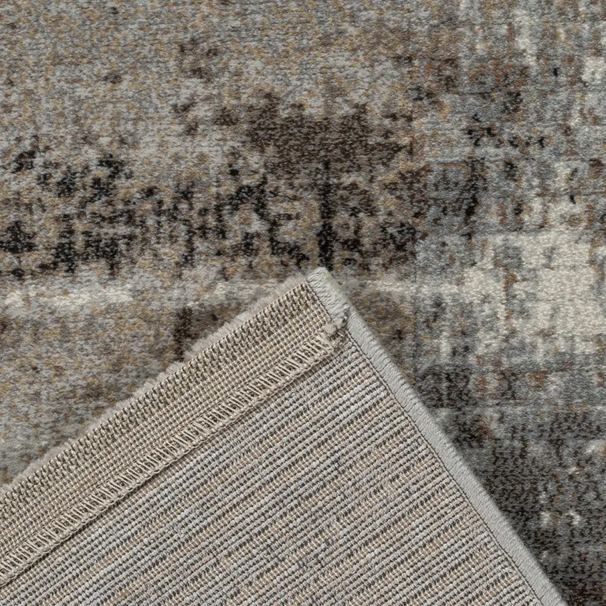 Tepih GENT KAŠTEL moderni geometrijski tepih u sivim, bež, krem i bijelim tonovima, izrađen od 100% PP Heatset materijala.