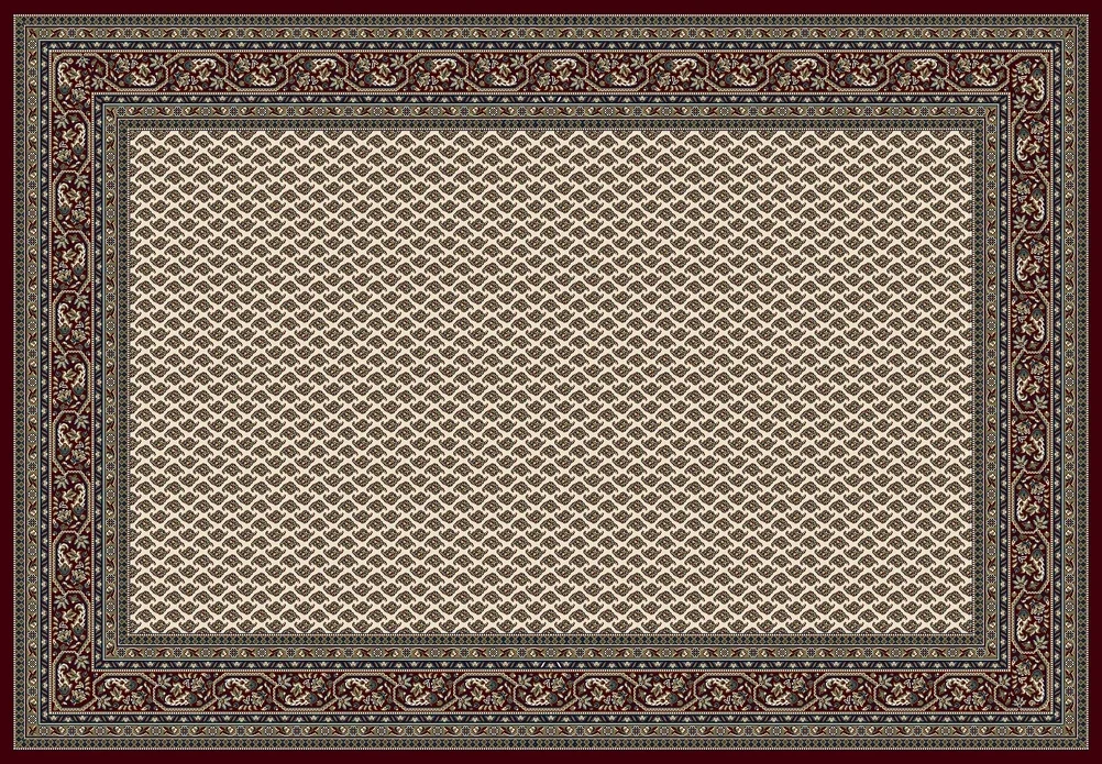 Tepih STON 6414 klasični bež-sivi tepih s dekorativnim uzorkom, izrađen od 100% heatset polipropilena, s gustoćom 1.000.000 točaka/m² i florom od 11 mm.