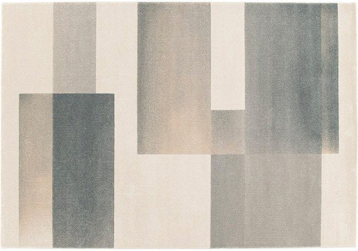 Tepih MONDRIAN 003 s modernim geometrijskim uzorkom u kremastim, bež, sivim i zagasitim plavim tonovima
