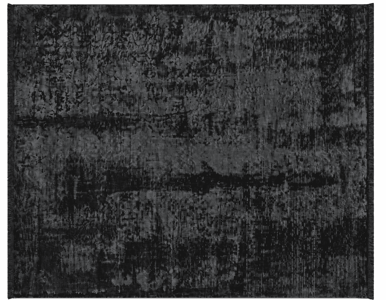 Tepih DIOS BLACK od 100% poliestera, crni i grafitno sivi tepih s apstraktnim patiniranim uzorkom i svijetlim resama