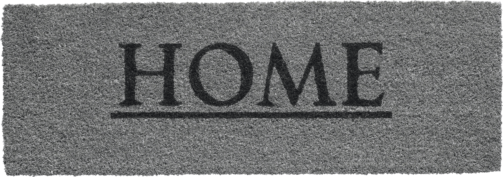 Kokosov Otirač HOME LIME 26x75 cm zelene boje s natpisom HOME, prirodnim kokosovim vlaknima i vinilnom podlogom