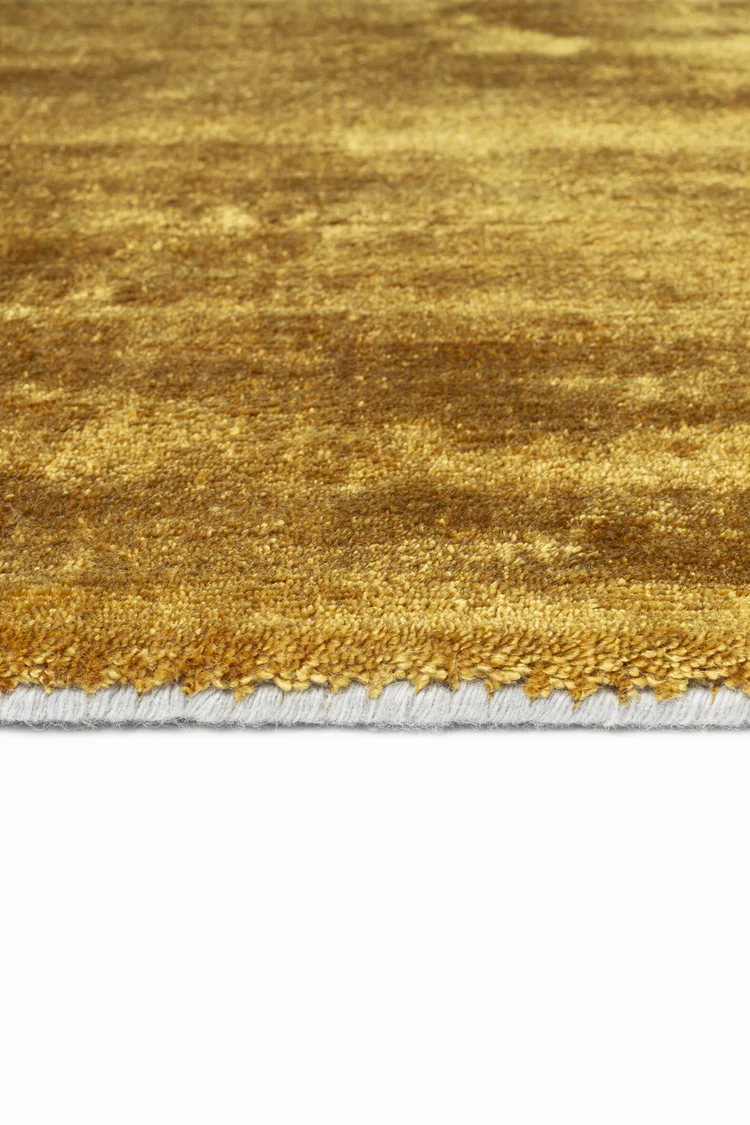 Tepih od Bambusove Svile Ligne Pure GLOW GOLD, ručno tkani zlatni tepih od 100% bambusove svile s mekanom i sjajnom površinom